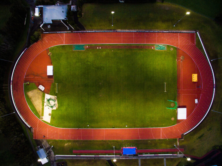 Birds eye view of the Track and Field Stadium