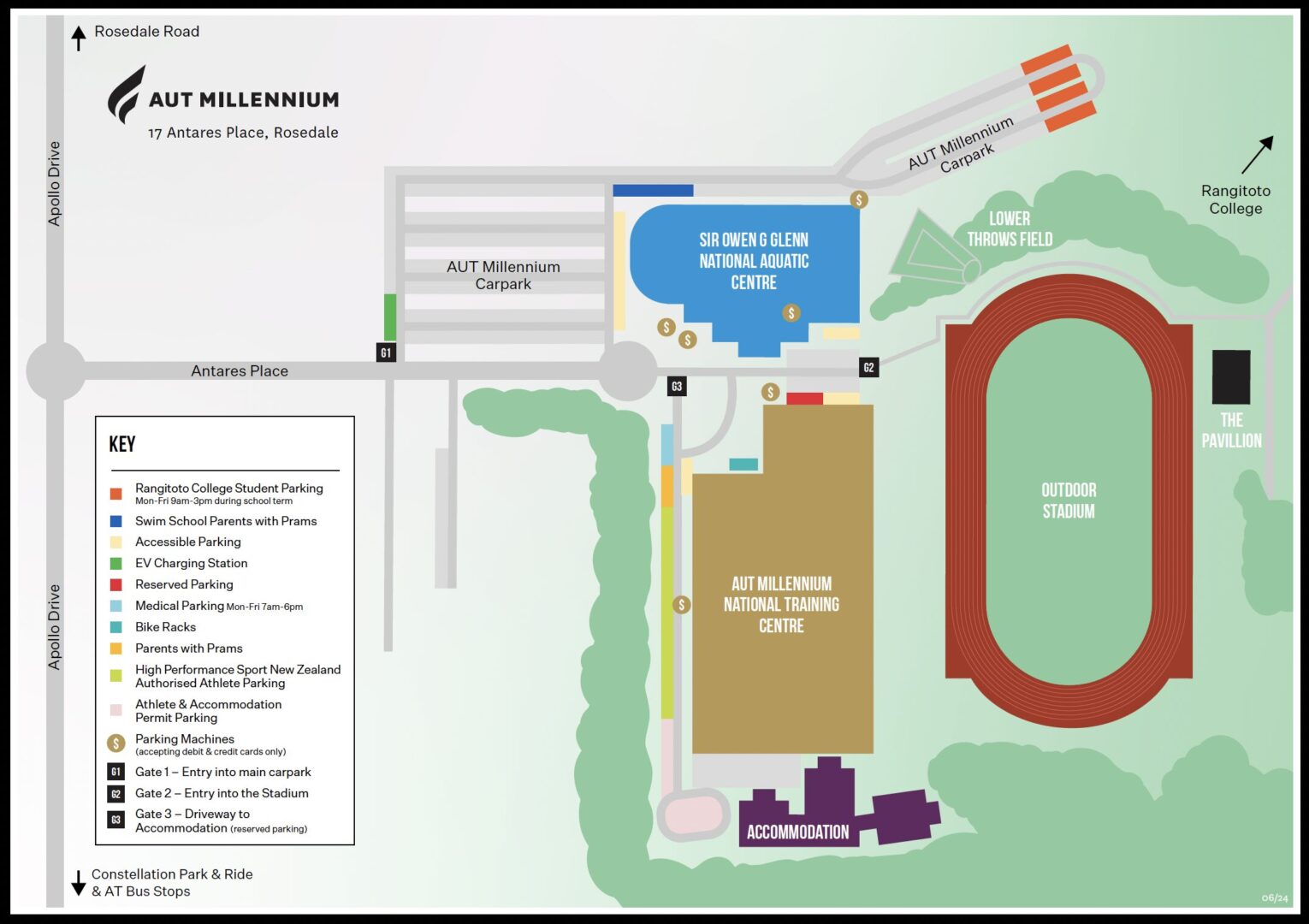 Infographic of the AUT Millennium Parking Map