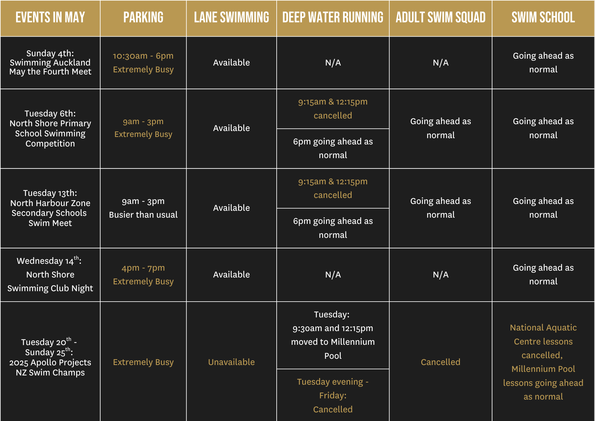 May Events at AUT Millennium