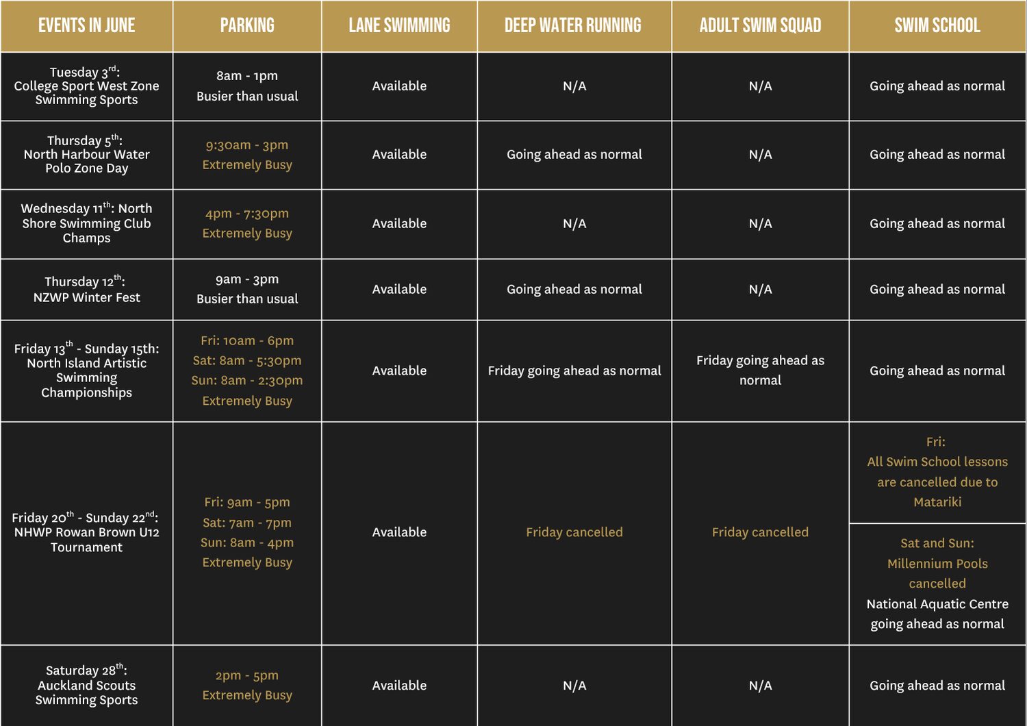 June Events at AUT Millennium