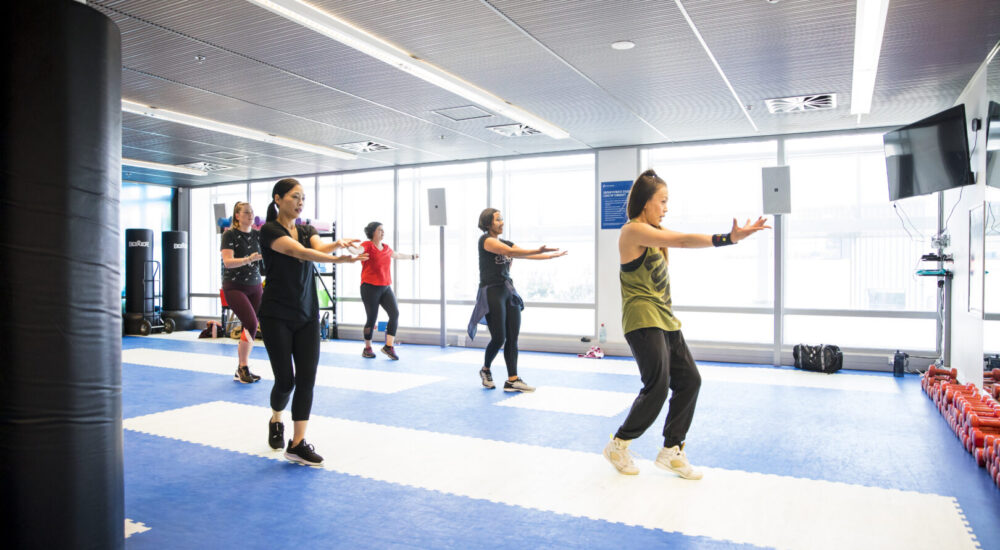 Dance group in Group Fitness room