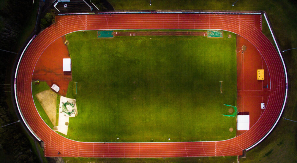 Birds eye view of the Track and Field Stadium